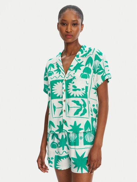 Banana Moon Koszula Taylor Shellpat MHW67 Zielony Loose Fit. Zielone koszule damskie Banana Moon, m, bez wzorów, z wiskozy, bez kołnierzyka, bez ramiączek. Za 199.99 zł.