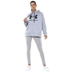 Bluza Z Kapturem Damska Polar Rival. Szare bluzy damskie Under Armour, l, bez wzorów, z bawełny, z kapturem. Za 245.55 zł.