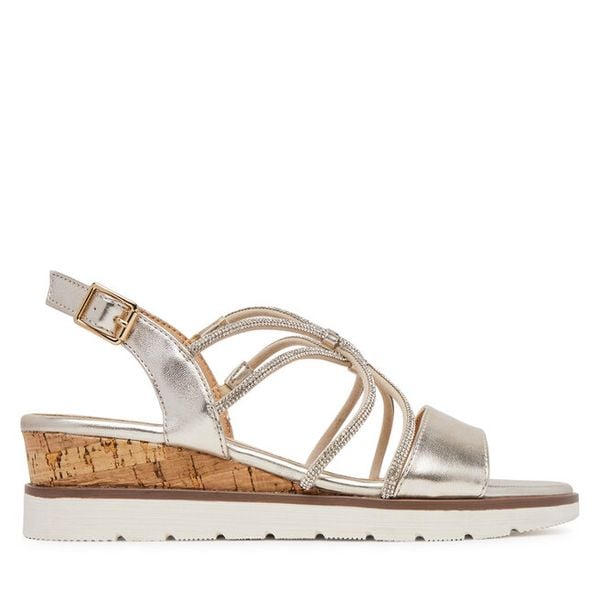 Sandały Clara Barson. Żółte sandały damskie Clara Barson, bez wzorów, bez obcasa, na koturnie, bez zapięcia. Za 129.99 zł.