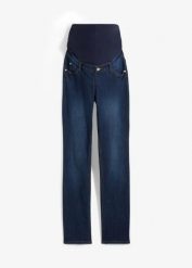 Dżinsy ciążowe z bawełny organicznej, straight leg. Niebieskie jeansy damskie bonprix, moda ciążowa. Za 179.99 zł.
