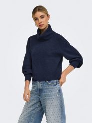 ONLY Sweter w kolorze granatowym rozmiar: XS. Niebieskie golfy damskie Only, xs, bez wzorów, bez ramiączek. Za 85.45 zł.
