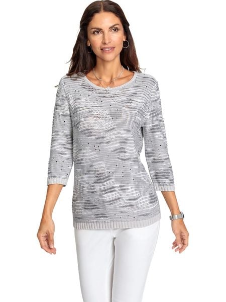 WITT WEIDEN Sweter w kolorze jasnoszaro-białym rozmiar: 38. Białe swetry klasyczne damskie WITT WEIDEN, z bawełny, bez kołnierzyka. Za 122.09 zł.