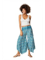 Aller Simplement Spodnie w kolorze niebiesko-kremowym rozmiar: 38/40. Niebieskie spodnie materiałowe damskie Aller Simplement, bez wzorów, z materiału. Za 43.99 zł.