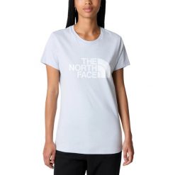 Koszulka damska The North Face S/S Easy z krótkim rękawem. Niebieskie bluzki damskie The North Face, m, bez wzorów, sportowe, bez kołnierzyka, bez ramiączek. W wyprzedaży za 132.60 zł.