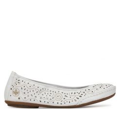 Baleriny Rieker. Białe balerinki damskie Rieker, bez wzorów. Za 289.99 zł.