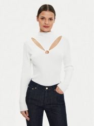 Morgan Sweter 241-MELINE Biały Slim Fit. Białe swetry klasyczne damskie Morgan, s, z wiskozy, bez kołnierzyka. Za 229.99 zł.