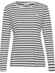 Kaffe Koszulka "Liddy" w kolorze granatowo-kremowym rozmiar: L. Brązowe bluzki damskie Kaffe, l, bez wzorów, bez kołnierzyka, bez ramiączek. Za 88.23 zł.