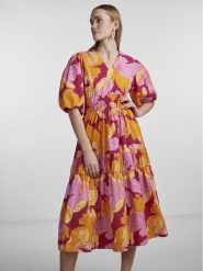 YAS Sukienka codzienna 26029918 Fioletowy Regular Fit. Fioletowe sukienki damskie YAS, bez wzorów, z bawełny, bez ramiączek. Za 239.99 zł.