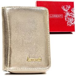 Portfel skórzany Lorenti 5157-BLA złoty. Żółte portfele damskie LORENTI, bez wzorów, ze skóry. Za 59.00 zł.