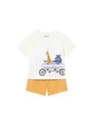 Mayoral Komplet t-shirt i spodenki 1670 Żółty Regular Fit. Żółte t-shirty i koszulki chłopięce Mayoral, bez wzorów, z bawełny, bez kołnierzyka, bez ramiączek. Za 109.99 zł.