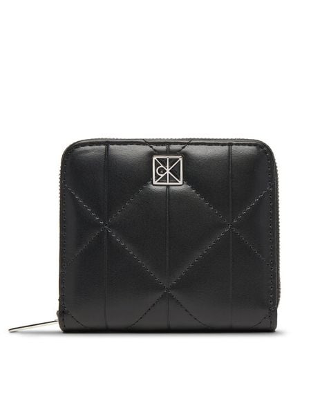 Calvin Klein Portfel Quilted Square Zip Around LV04F1121G Czarny. Czarne portfele damskie Calvin Klein, bez wzorów, ze skóry. Za 289.99 zł.