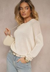 Beżowy Sweter Ażurowy z Wiskozy Sanarela. Brązowe swetry klasyczne damskie Renee, m, z jeansu, bez kołnierzyka. Za 89.99 zł.