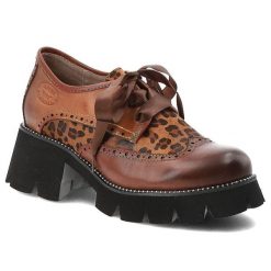 Brązowe Półbuty Laura Vita Eleganckie Buty Damskie. Brązowe półbuty damskie LAURA VITA, bez wzorów, z satyny, bez obcasa, bez zapięcia. Za 449.00 zł.