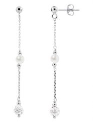 Pearl Addict Srebrne kolczyki-wkrętki z perłami rozmiar: onesize. Białe kolczyki damskie Pearl Addict, z kryształem, srebrne. Za 208.99 zł.