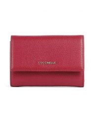 COCCINELLE Skórzany portfel w kolorze bordowym - 14 x 10 x 4 cm rozmiar: onesize. Czerwone portfele damskie Coccinelle, bez wzorów, z materiału. Za 440.28 zł.