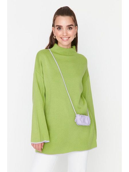 Trendyol Sweter w kolorze zielonym rozmiar: L/XL. Zielone swetry klasyczne damskie Trendyol, l, bez kołnierzyka. Za 73.99 zł.