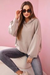 Bluza z kapturem masełko ciemno beżowa. Brązowe bluzy damskie KESI, l, bez wzorów, z elastanu, z kapturem. Za 204.91 zł.