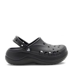 Klapki Crocs. Czarne klapki damskie Crocs, bez wzorów, bez obcasa, bez zapięcia. Za 249.99 zł.
