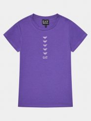 EA7 Emporio Armani T-Shirt 3DFT05 FJ2HZ 1304 Fioletowy Regular Fit. Fioletowe koszulki i t-shirty dziewczęce EA7 Emporio Armani, bez wzorów, z bawełny, bez kołnierzyka, bez ramiączek. Za 199.99 zł.