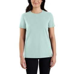 Koszulka bawełniana damska Carhartt Lightweight Crewneck Tencel. Zielone koszulki damskie Carhartt, s, bez wzorów, z bawełny, bez kołnierzyka, bez ramiączek. Za 135.00 zł.