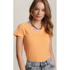 Pomarańczowy T-shirt Doriamara. Brązowe koszulki sportowe damskie Renee, l, bez wzorów, z bawełny, bez ramiączek. Za 29.99 zł.