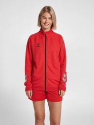 Bluza do piłki ręcznej damska Hummel hml LEAD poly zapinana na zamek. Czerwone bluzy damskie Hummel, m, bez wzorów, z polaru, bez kaptura. Za 227.45 zł.