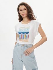 Liu Jo Bluzka MA4338 J5003 Biały Regular Fit. Białe bluzki damskie Liu Jo, m, bez wzorów, z bawełny, bez kołnierzyka, bez ramiączek. Za 239.99 zł.