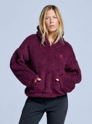 Bluza z kapturem Fluffy - damska - na cztery pory roku - Teddy - bordowa. Czerwone bluzy damskie POEDERBAAS, xl, bez wzorów, z materiału, z kapturem. Za 199.42 zł.
