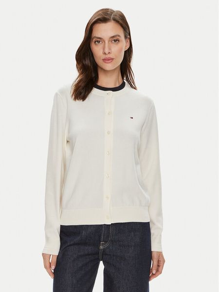 Tommy Hilfiger Kardigan WW0WW42370 Écru Regular Fit. Kardigany damskie Tommy Hilfiger, xxl, bez wzorów, z bawełny. Za 329.99 zł.