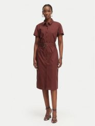 Patrizia Pepe Sukienka koszulowa 2A3067/A9B9-B887 Brązowy ciemny Regular Fit. Brązowe sukienki damskie Patrizia Pepe, bez wzorów, z bawełny, bez ramiączek. Za 1,389.00 zł.