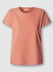 Pepe Jeans Koszulka "Megan" w kolorze jasnoróżowym rozmiar: XL. Różowe bluzki damskie Pepe Jeans, xl, bez wzorów, z jeansu, bez kołnierzyka, bez ramiączek. Za 113.99 zł.