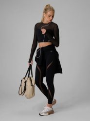 4F Legginsy treningowe szybkoschnące damskie - czarne S. Czarne legginsy damskie 4F, s, bez wzorów, z materiału. Za 169.99 zł.
