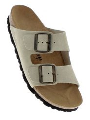 Sunbay Skórzane klapki "Trefle" w kolorze beżowym rozmiar: 36. Brązowe klapki damskie Sunbay, bez wzorów, ze skóry, z otwartym noskiem, bez obcasa, bez zapięcia. Za 127.95 zł.