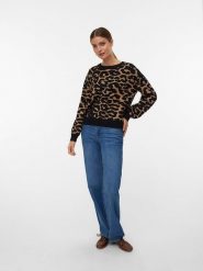 Vero Moda Sweter w kolorze czarno-jasnobrązowym rozmiar: M. Brązowe swetry klasyczne damskie Vero Moda, m, z wełny, bez kołnierzyka. Za 122.38 zł.