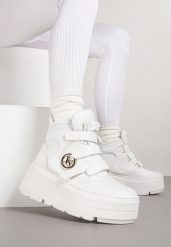 Białe Botki Vices w Stylu Sneakersów na Platformie Afirriva. Białe obuwie sportowe damskie Born2be, z jeansu, bez zapięcia. Za 139.99 zł.