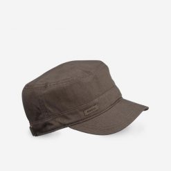 Czapka trekkingowa z daszkiem Forclaz Travel 500. Brązowe czapki z daszkiem damskie FORCLAZ, bez wzorów, z bawełny. Za 44.99 zł.
