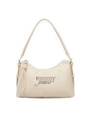 Tommy Jeans Torebka Metal Logo Shoulder Bag AW0AW18468 Biały. Białe torebki klasyczne damskie Tommy Jeans, z jeansu, bez dodatków. Za 409.99 zł.