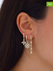Luja Bijoux 3-częściowy zestaw kolczyków-kreoli z cyrkoniami rozmiar: onesize. Żółte kolczyki damskie Luja Bijoux, z cyrkonią, z mosiądzu. Za 70.45 zł.