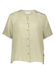 Kaffe Lniana bluzka w kolorze rozmiar: S/M. Zielone bluzki damskie Kaffe, m, bez wzorów, ze lnu, bez kołnierzyka, bez ramiączek. Za 160.96 zł.