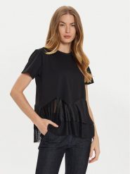 TWINSET T-Shirt 242TT2470 Czarny Regular Fit. Czarne t-shirty damskie Twinset, xs, bez wzorów, z bawełny, bez kołnierzyka. Za 389.99 zł.