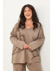 Curvy Lady Koszulka w kolorze beżowym rozmiar: 44/46. Brązowe koszulki damskie Curvy Lady, z aplikacjami, bez kołnierzyka, bez ramiączek. Za 122.09 zł.