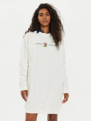 Tommy Jeans Sukienka dzianinowa DW0DW18715 Écru Relaxed Fit. Sukienki damskie Tommy Jeans, bez wzorów, z bawełny, bez ramiączek. Za 269.99 zł.