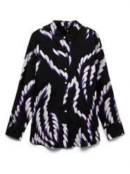 Vero Moda Koszula w kolorze czarno-biało-fioletowym rozmiar: XL. Czarne koszule damskie Vero Moda, xl, bez wzorów, bez kołnierzyka, bez ramiączek. Za 109.95 zł.