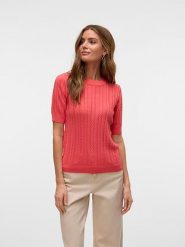 Vero Moda Sweter w kolorze koralowym rozmiar: XS. Czerwone swetry klasyczne damskie Vero Moda, xs, bez kołnierzyka. Za 61.46 zł.