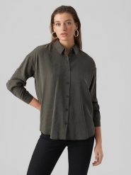 Vero Moda Koszula w kolorze khaki rozmiar: XS. Brązowe koszule damskie Vero Moda, s, bez wzorów, bez kołnierzyka, bez ramiączek. Za 65.85 zł.
