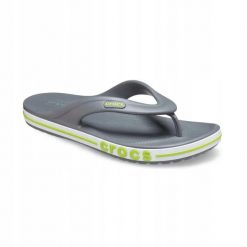 Japonki Dla Dorosłych Crocs Bayaband Flip. Szare klapki damskie Crocs, bez wzorów, z materiału, bez obcasa, bez zapięcia. Za 89.99 zł.