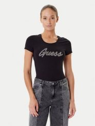 Guess T-Shirt W5YI16 J1314 Czarny Regular Fit. Czarne t-shirty damskie Guess, xs, z aplikacjami, z bawełny, bez kołnierzyka. Za 179.99 zł.
