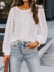 Milan Kiss Bluzka w kolorze białym rozmiar: XL. Białe bluzki damskie Milan Kiss, xl, bez wzorów, z koronki, bez kołnierzyka, bez ramiączek. Za 130.99 zł.