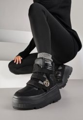 Czarne Botki Sneakersy Vices na Platformie w Stylu Y2K Gelira. Czarne obuwie sportowe damskie Renee, z jeansu, bez zapięcia. Za 149.99 zł.