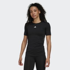 Koszulka damska adidas Techfit. Białe bluzki damskie Adidas, xl, bez wzorów, z materiału, bez kołnierzyka, bez ramiączek. Za 143.99 zł.